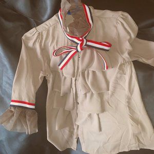 Ruffled blouse with neck bow